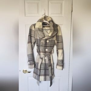 Suzy Shier Cream and Brown Trench Coat